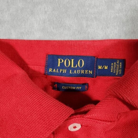 Polo Ralph Lauren Shirt Mens Medium Red Golf Performance Custom Fit Popover - Picture 2 of 7